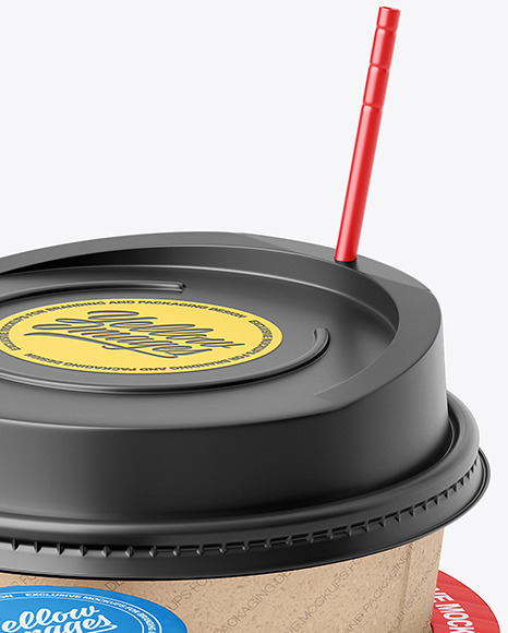 Kraft Paper Coffe Cup in Cardboard Holder Mockup Kraft Paper Coffe Cup in Cardboard Holder Mockup