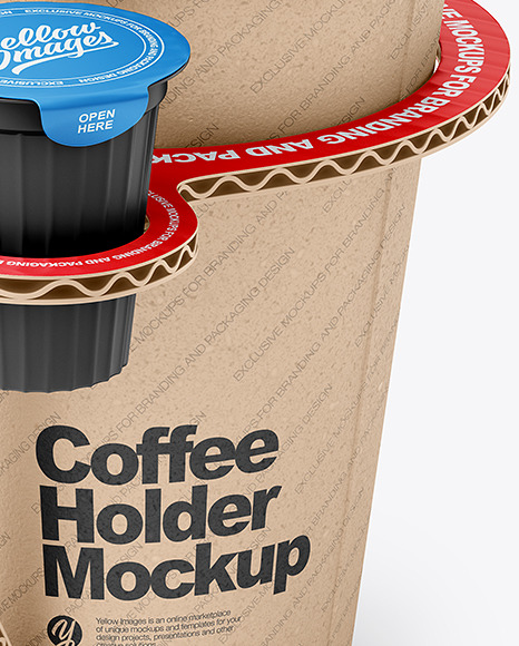 Kraft Paper Coffe Cup in Cardboard Holder Mockup Kraft Paper Coffe Cup in Cardboard Holder Mockup
