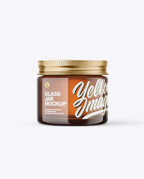 60ml Amber Glass Jar w  Metallic Cap Mockup PSD #4