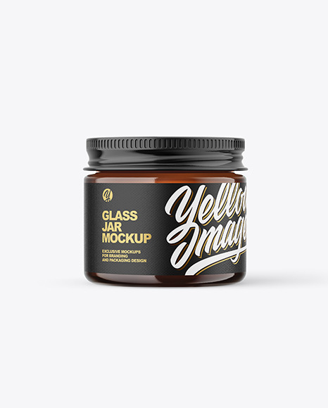 60ml Amber Glass Jar w  Metallic Cap Mockup PSD #2