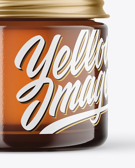 60ml Amber Glass Jar w  Metallic Cap Mockup PSD #6