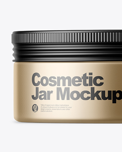 Matte Metallic Cosmetic Jar Mockup PSD #1