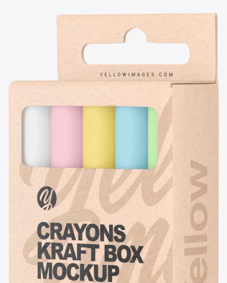 Kraft Box w  Crayons Mockup PSD #2