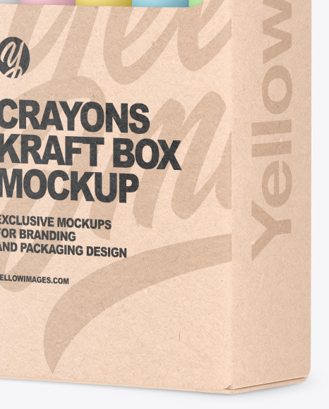Kraft Box w  Crayons Mockup PSD #6