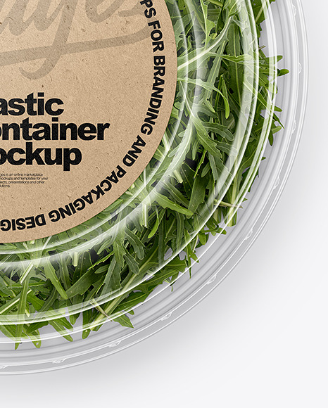 Clear Plastic Container with Arugula Salad Mockup PSD #5