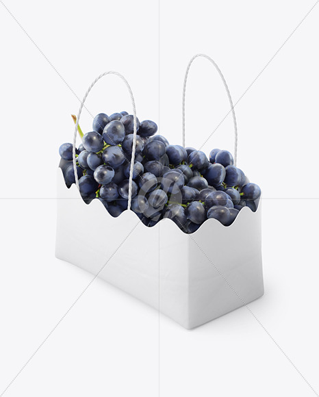 Matte Paper Basket with Blue Grapes Mockup PSD #3