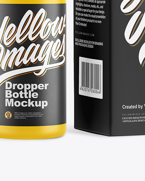 Matte Dropper Bottle with Paper Box Mockup PSD #6