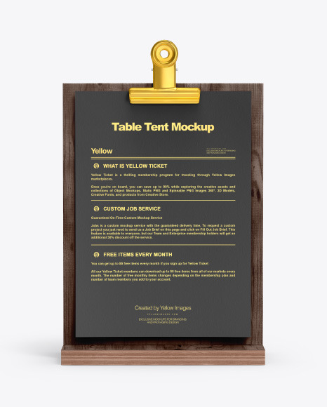 Plywood Table Tent w/Pin Mockup