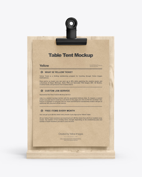 Plywood Table Tent w Pin Mockup PSD #2