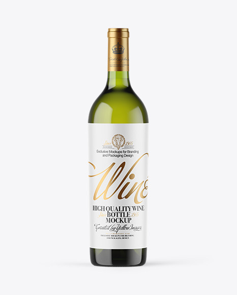 Green Glass White Wine Bottle Mockup