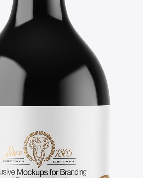 Dark Glass Wine Bottle Mockup PSD #1