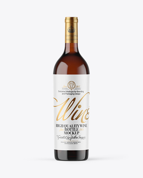 Amber Glass White Wine Bottle Mockup