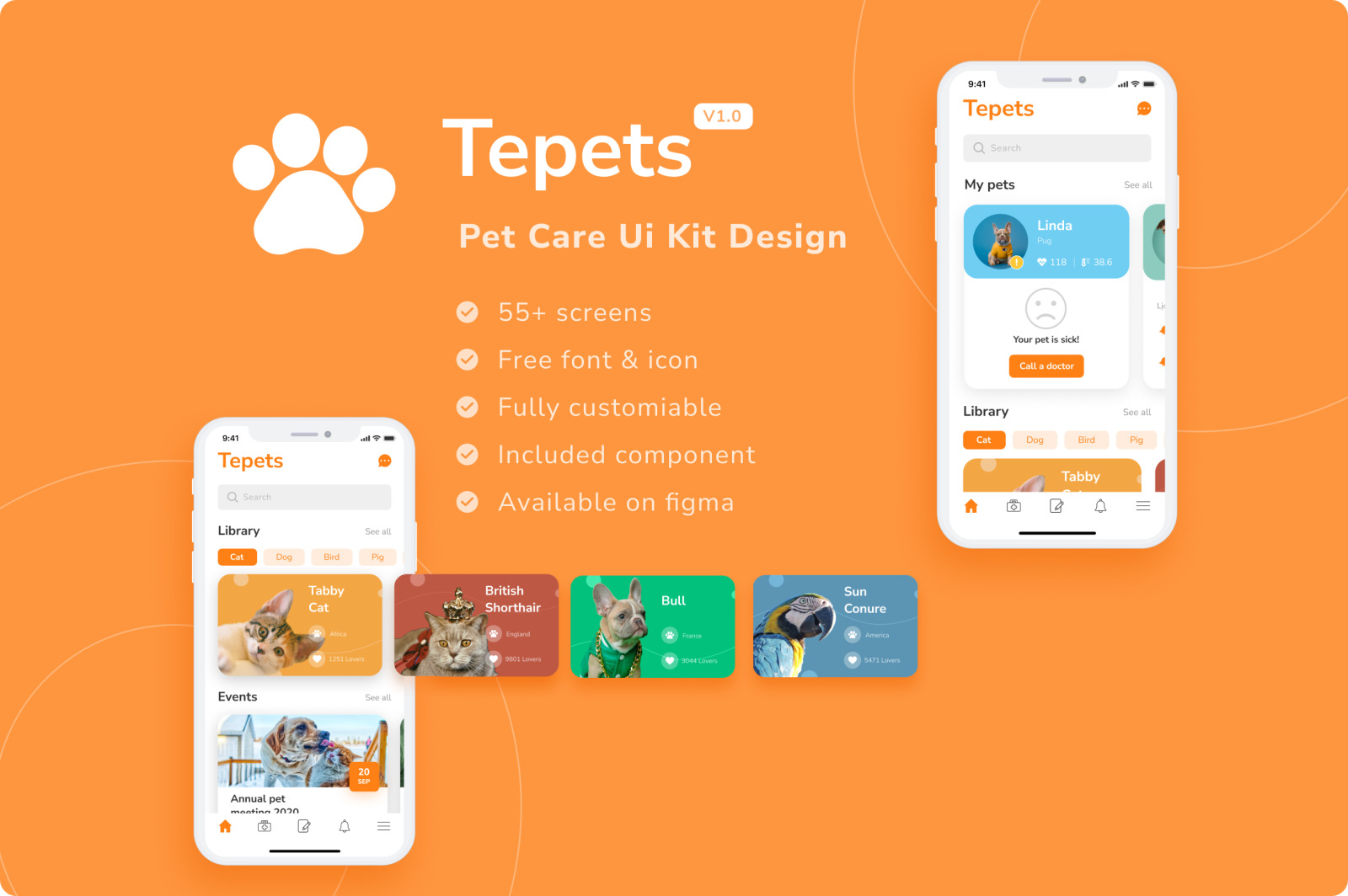 Tepets Pet Care Ui Kit Design on Yellow Images Creative Store