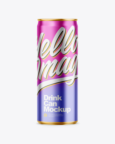 250ml Matte Metallic Drink Can Mockup PSD #2