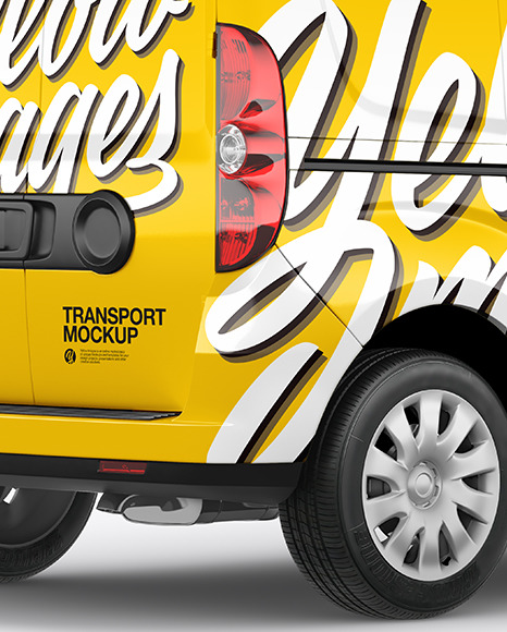 Panel Van Mockup   Back Half Side View PSD #1