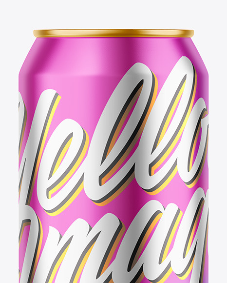 500ml Matte Metallic Drink Can Mockup PSD #1