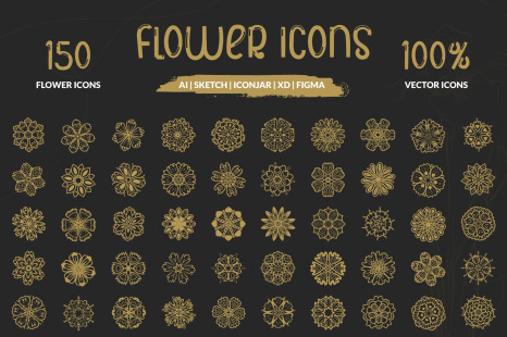 150 Beautiful Handcrafted Flowers Icons