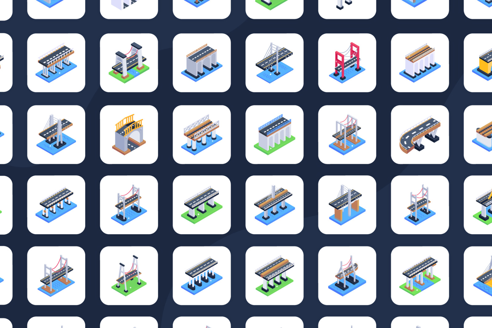 100 Isometric Bridge Icons