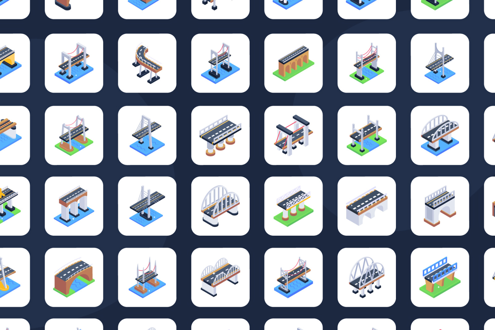 100 Isometric Bridge Icons