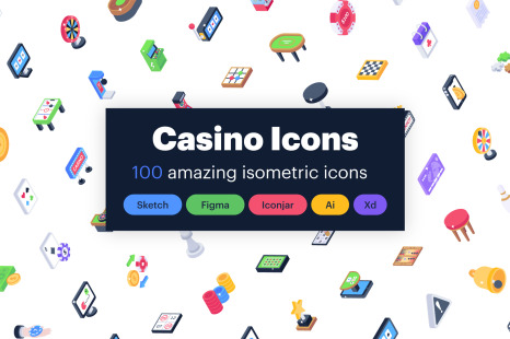 100 Isometric Casino Icons