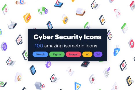100 Isometric Cybersecurity Icons