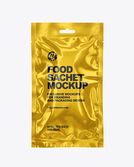 Glossy Metallic Sachet Mockup