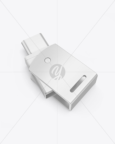 Metallic USB Type C Flash Drive Mockup PSD #3