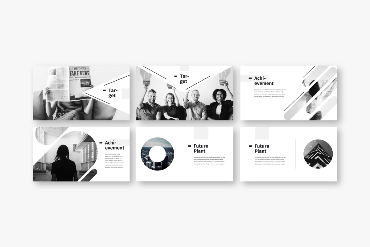 Black & White Business Google Slide Template on Yellow Images