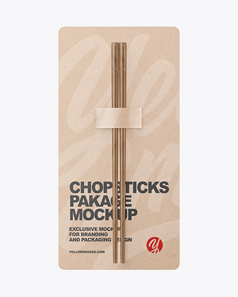 Chopsticks in Kraft Paper Pack Mockup