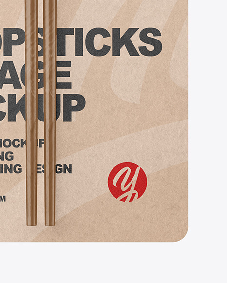 Chopsticks in Kraft Paper Pack Mockup