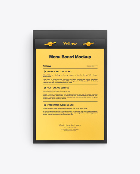 Plastic Menu Board Mockup