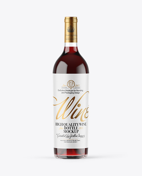 Clear Glass Red Wine Bottle Mockup