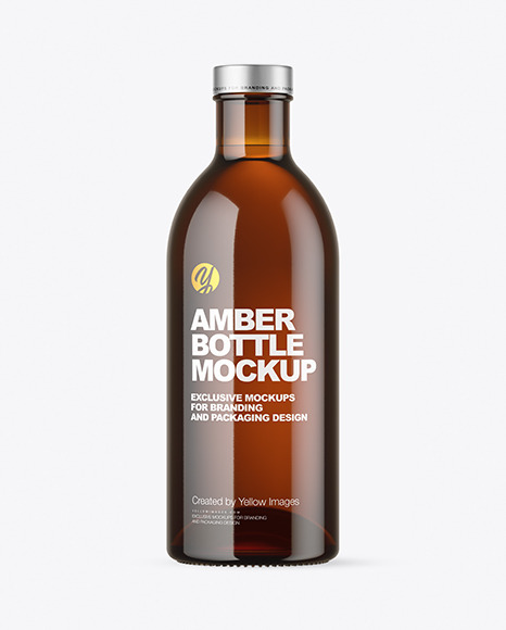 Amber Glass Bottle Mockup