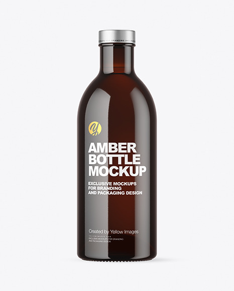 Dark Amber Glass Bottle Mockup