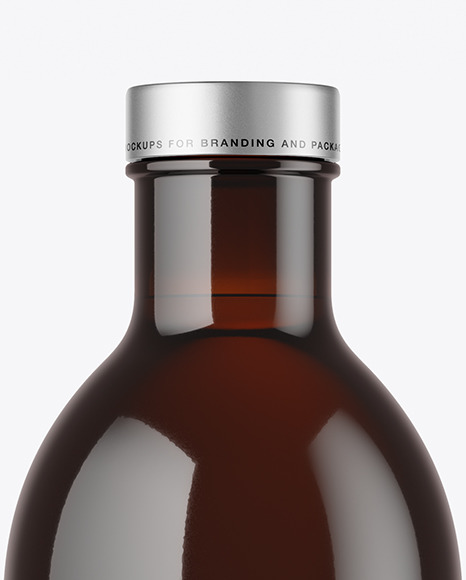 Dark Amber Glass Bottle Mockup PSD #2