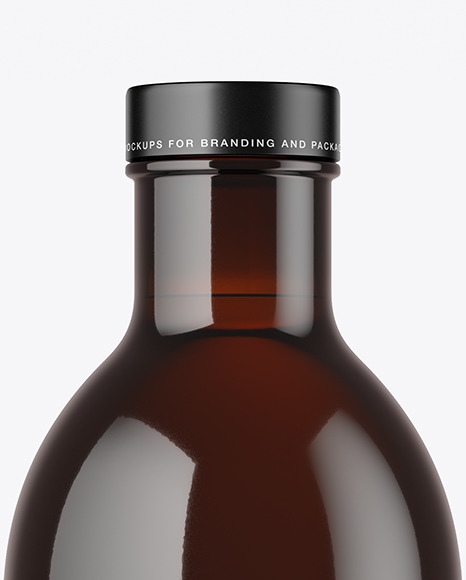 Dark Amber Glass Bottle Mockup PSD #1
