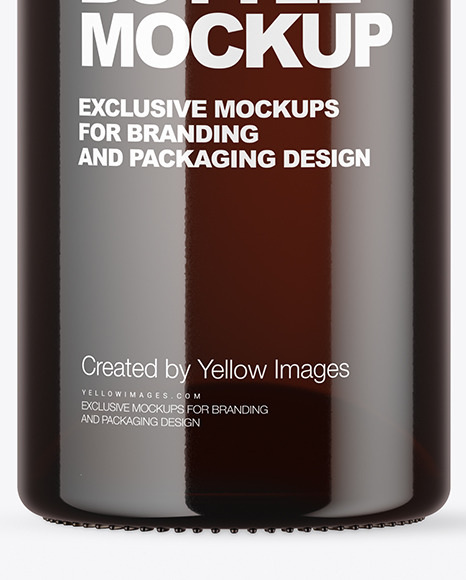 Dark Amber Glass Bottle Mockup PSD #6