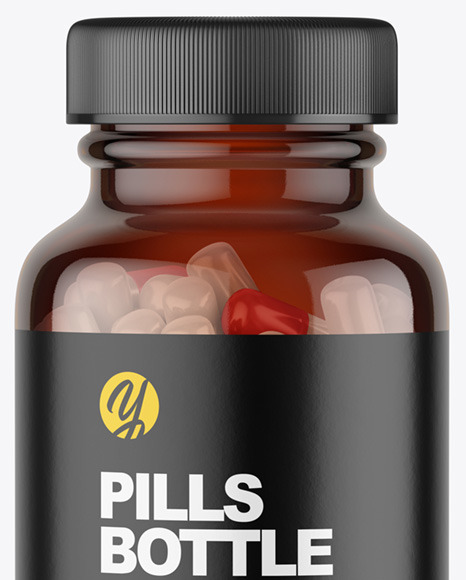 Amber Glass Pills Bottle Mockup PSD #3