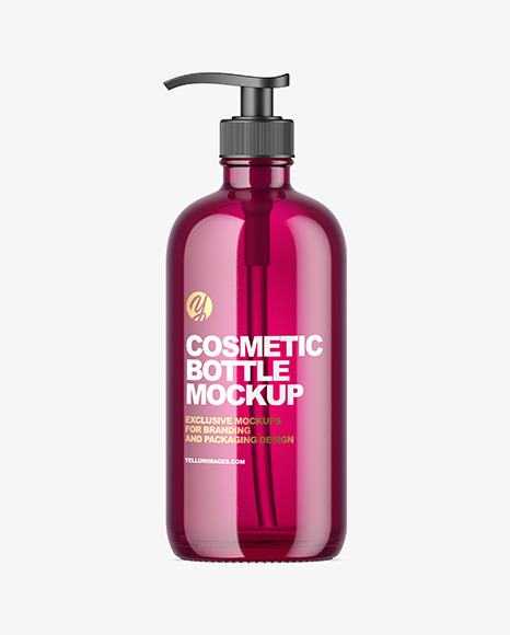 Colored Glass Cosmetic Bottle Mockup