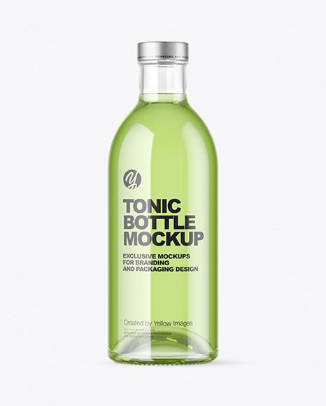 Clear Glass Bottle w/ Drink Mockup