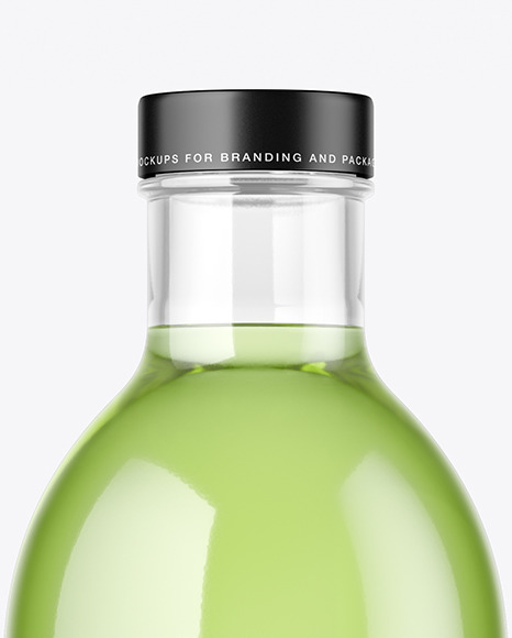 Clear Glass Bottle w/ Drink Mockup Clear Glass Bottle w/ Drink Mockup