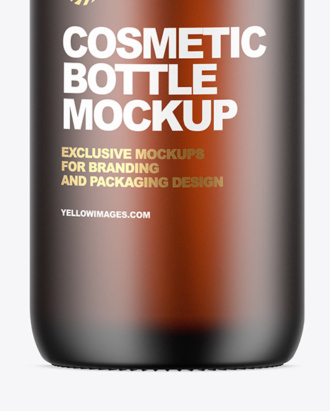 Frosted Amber Glass Cosmetic Bottle Mockup Frosted Amber Glass Cosmetic Bottle Mockup