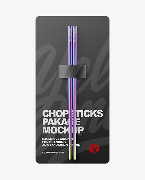 Metallic Chopsticks in Matte Pack Mockup