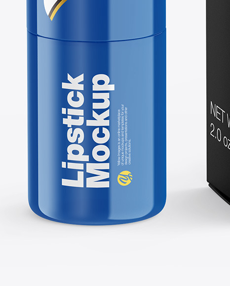 Glossy Lipstick Tube w/ Box Mockup Glossy Lipstick Tube w/ Box Mockup