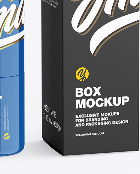 Glossy Lipstick Tube w/ Box Mockup Glossy Lipstick Tube w/ Box Mockup