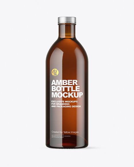 Amber Glass Bottle Mockup PSD #2