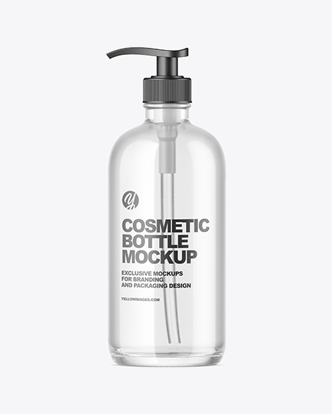 Clear Glass Cosmetic Bottle Mockup