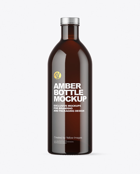 Dark Amber Glass Bottle Mockup