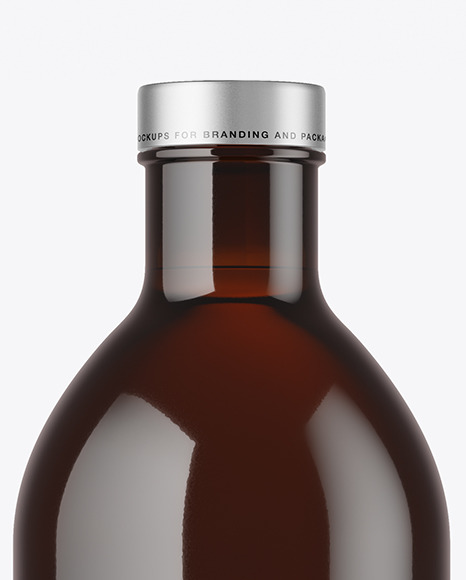 Dark Amber Glass Bottle Mockup PSD #2