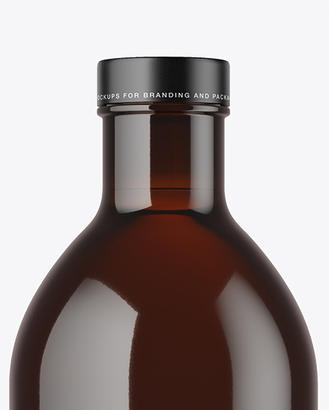 Dark Amber Glass Bottle Mockup PSD #1